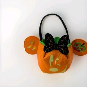 Disney Halloween Minnie Mouse Felt Pumpkin Trick Or Treat Basket Bucket